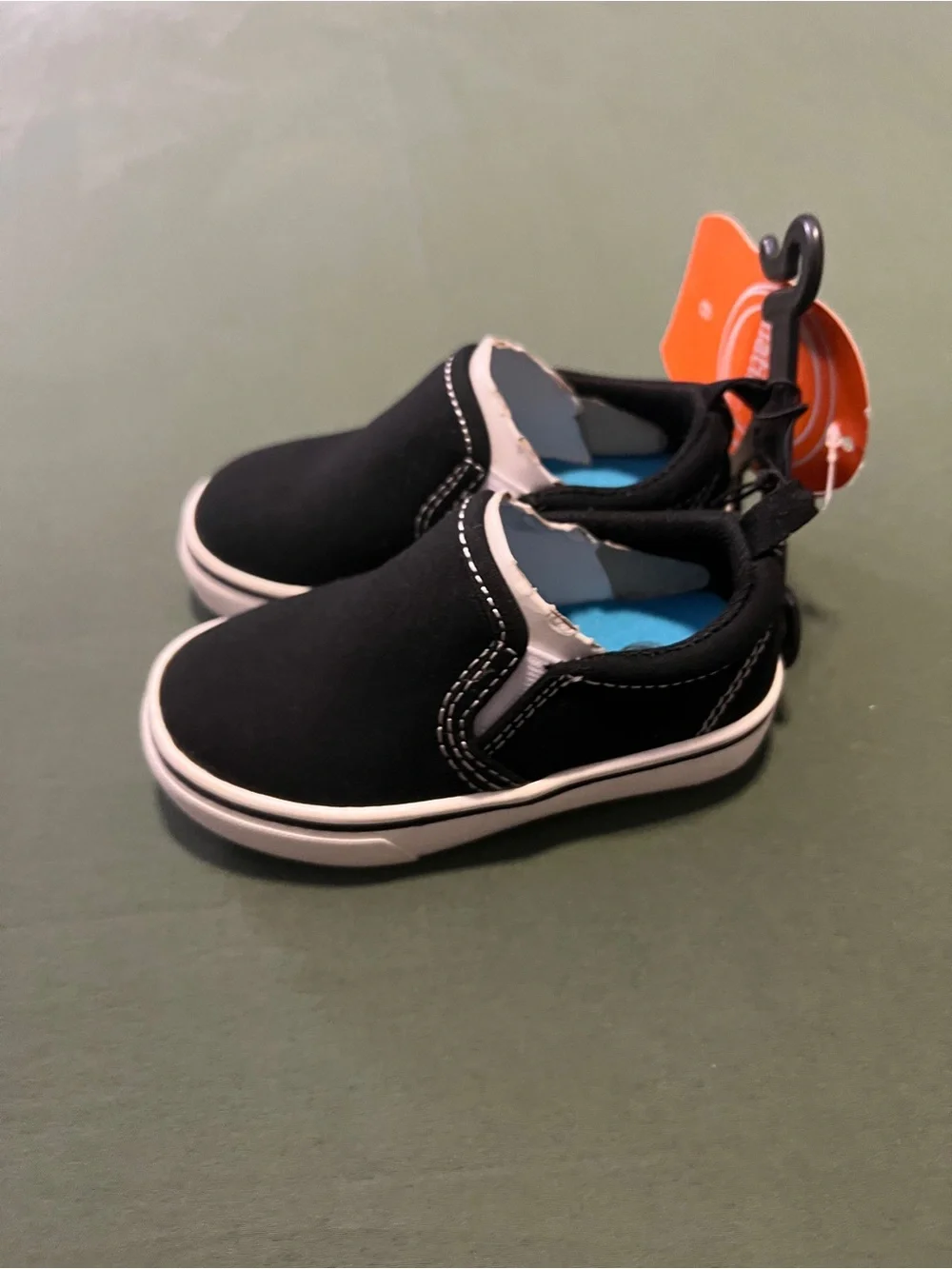 Black Slip-On Canvas Sneakers with White Trim Baby Size 6
